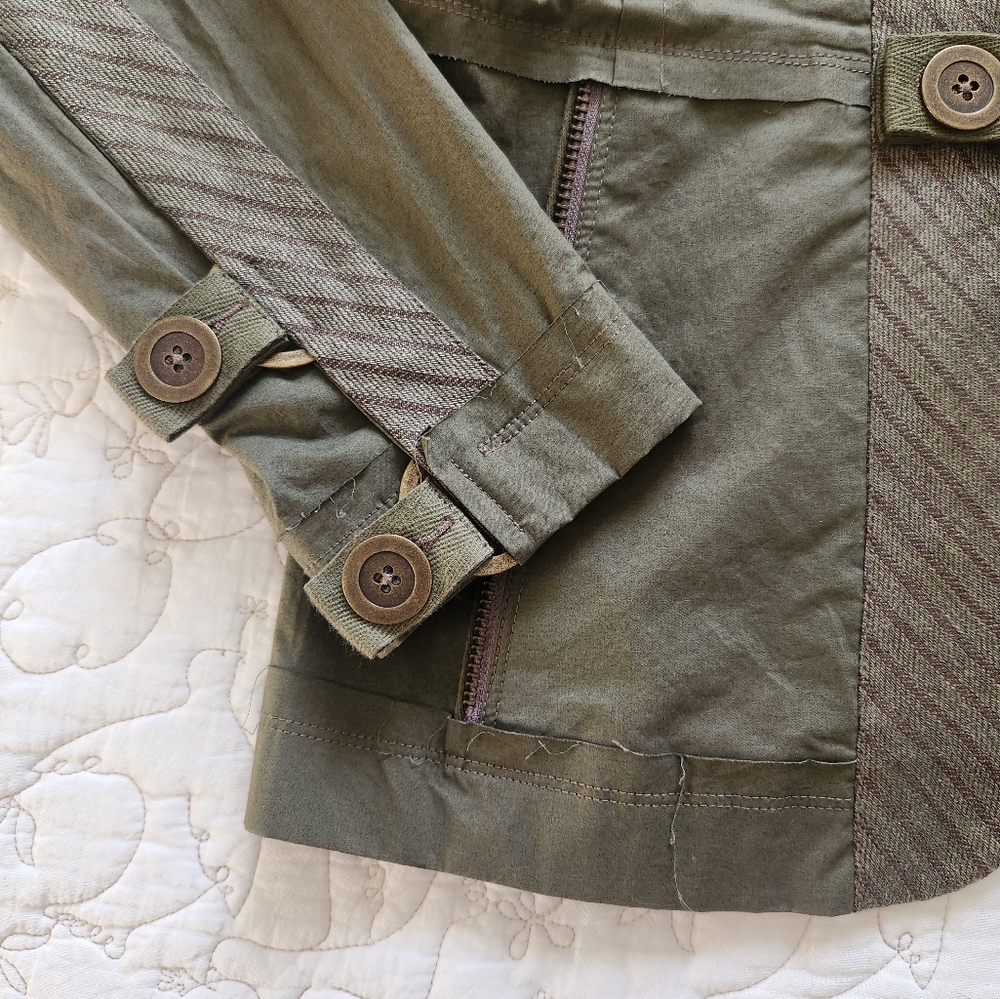 Vintage Y2K L.A.M.B. Jacket Size 4 Gwen Stefani Olive Green Plaid Cotton Linen - Picture 16 of 16